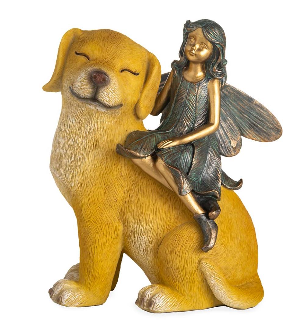 Plow &amp; Hearth Decorative Garden Accents | Yard &amp; Garden Fairy And Dog Garden Statue