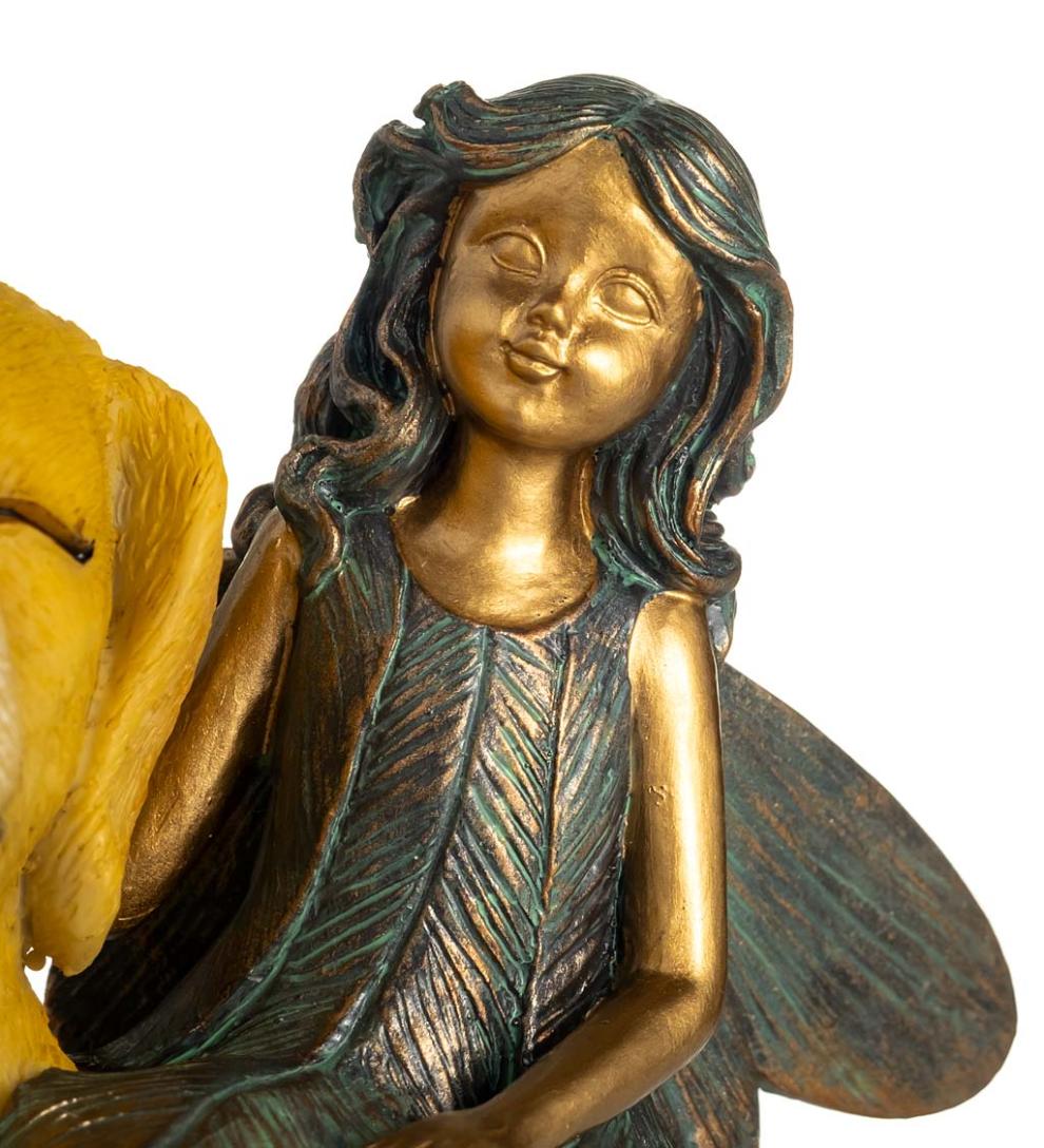 Plow &amp; Hearth Decorative Garden Accents | Yard &amp; Garden Fairy And Dog Garden Statue