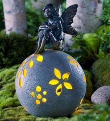 Plow &amp; Hearth Decorative Garden Accents | Yard &amp; Garden Fairy Solar Globe Garden Light - Daydreaming