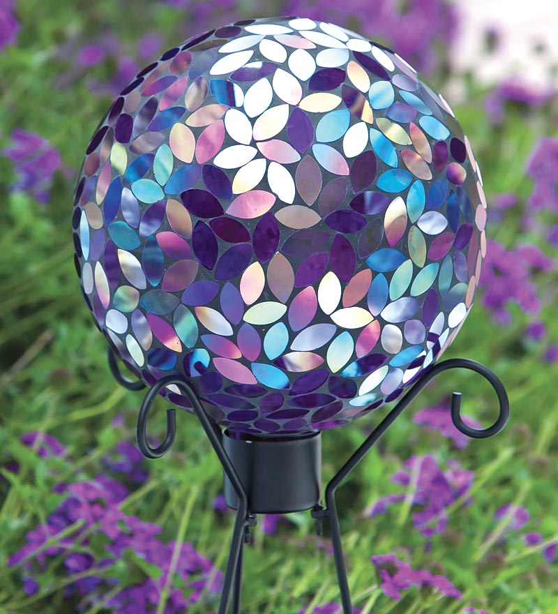 Plow &amp; Hearth Decorative Garden Accents | Yard &amp; Garden Flower Petal Mosaic Gazing Ball