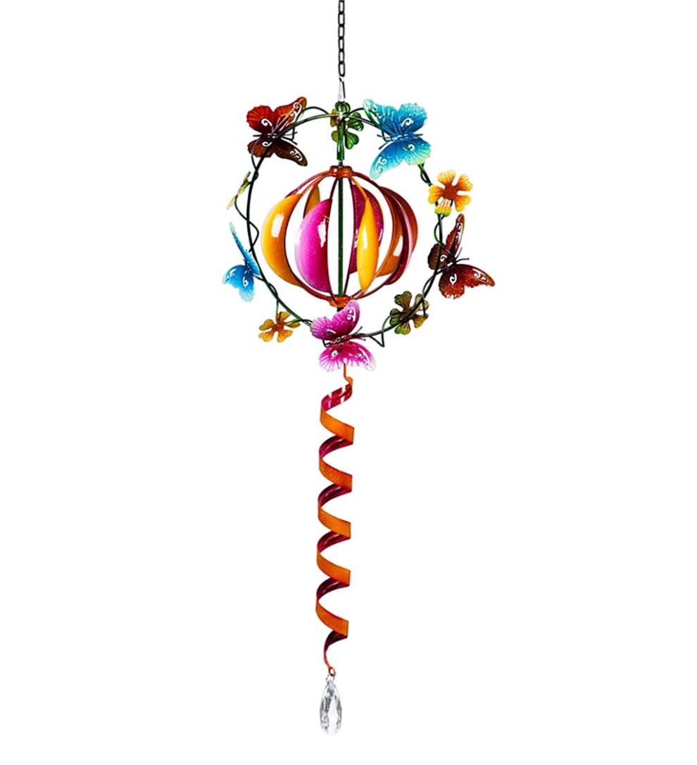 Plow &amp; Hearth Decorative Garden Accents | Yard &amp; Garden Flowers And Butterflies Hanging Wind Twirler