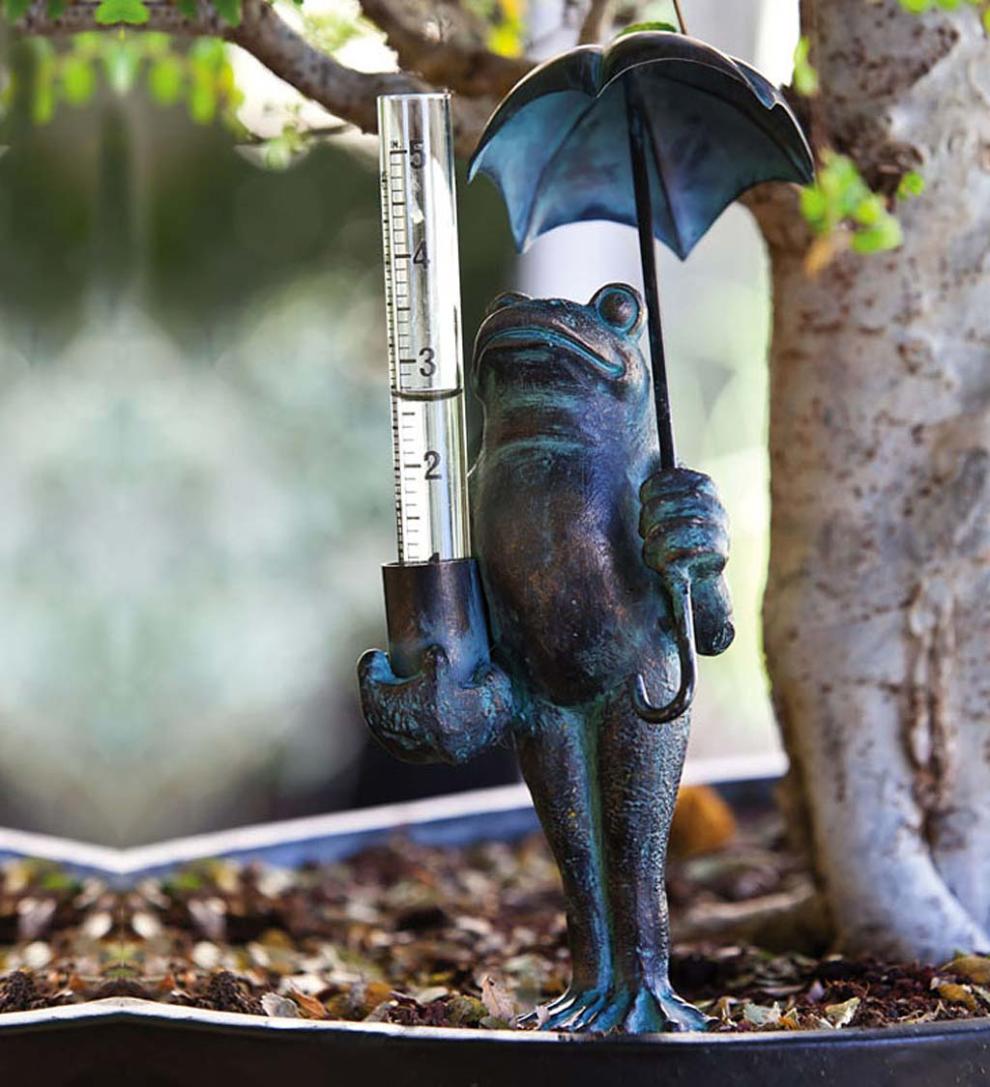 Plow &amp; Hearth Decorative Garden Accents | Yard &amp; Garden Frog Decorative Rain Gauge