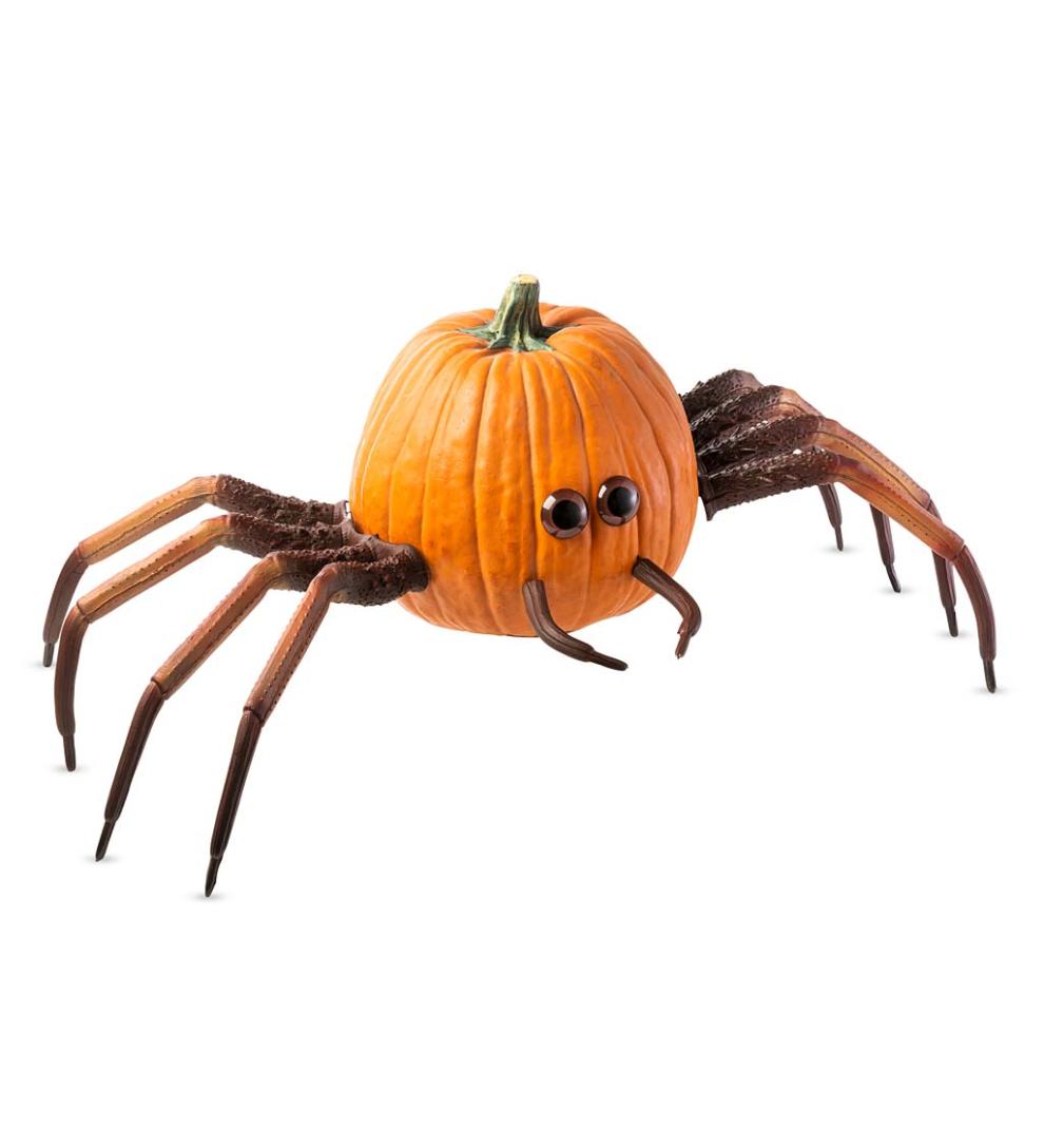 Plow &amp; Hearth Decorative Garden Accents | Yard &amp; Garden Halloween Spider Pumpkin Appendages, 6-Piece Set