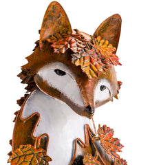 Plow &amp; Hearth Decorative Garden Accents | Yard &amp; Garden Handmade Metal Fall Leaves Fox Garden Statue