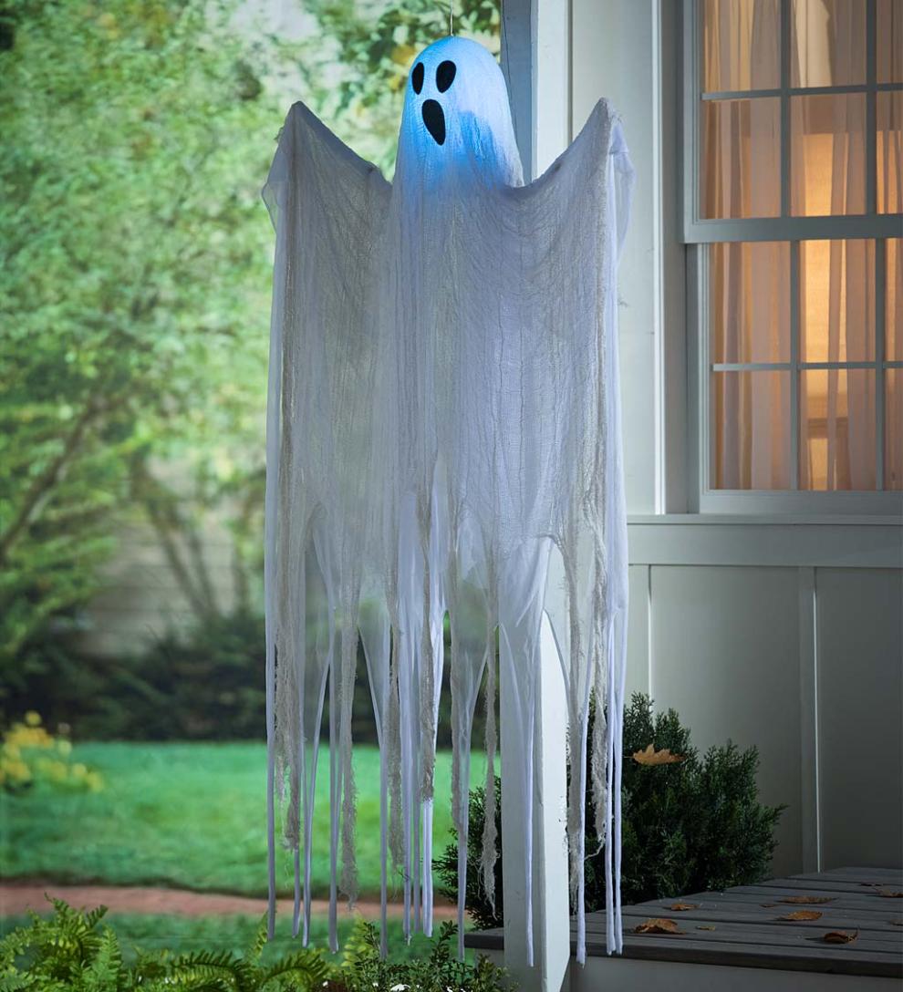Plow &amp; Hearth Decorative Garden Accents | Yard &amp; Garden Hanging Ghost With Color-Changing Lights