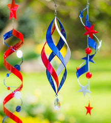 Plow &amp; Hearth Decorative Garden Accents | Yard &amp; Garden Hanging Patriotic Metal Swirl Spinner