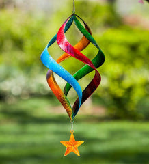 Plow &amp; Hearth Decorative Garden Accents | Yard &amp; Garden Hanging Rainbow Metal Swirl Spinner