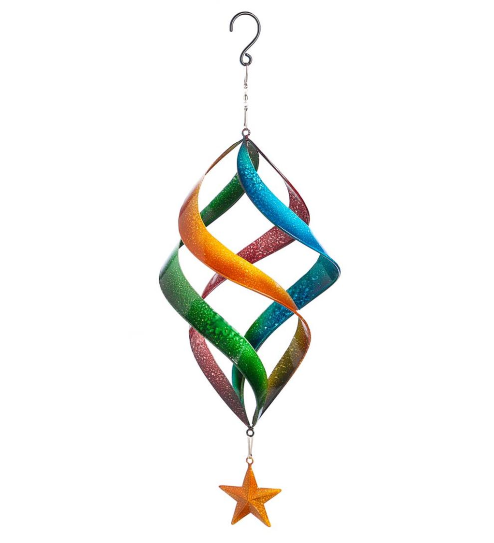 Plow &amp; Hearth Decorative Garden Accents | Yard &amp; Garden Hanging Rainbow Metal Swirl Spinner