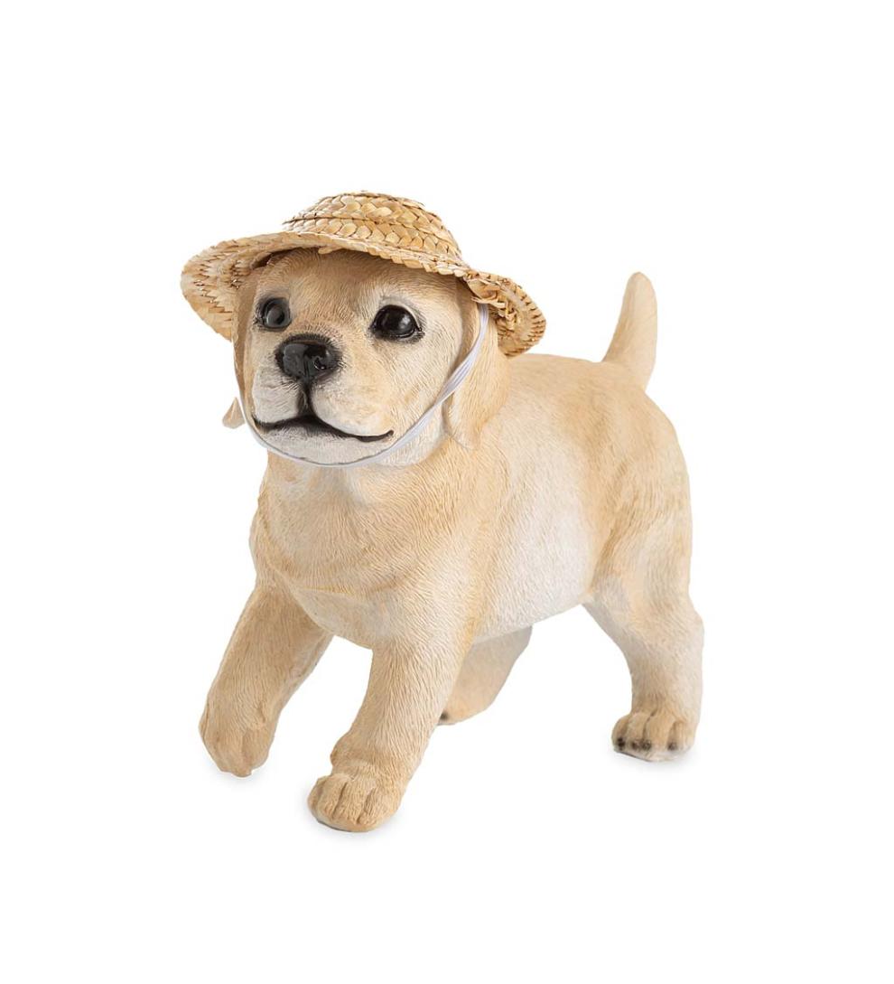 Plow &amp; Hearth Decorative Garden Accents | Yard &amp; Garden Holiday Labrador Puppy Statue With Hat And Scarf