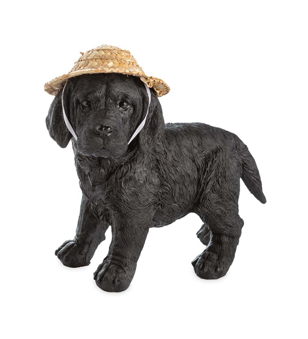 Plow &amp; Hearth Decorative Garden Accents | Yard &amp; Garden Holiday Labrador Puppy Statue With Hat And Scarf