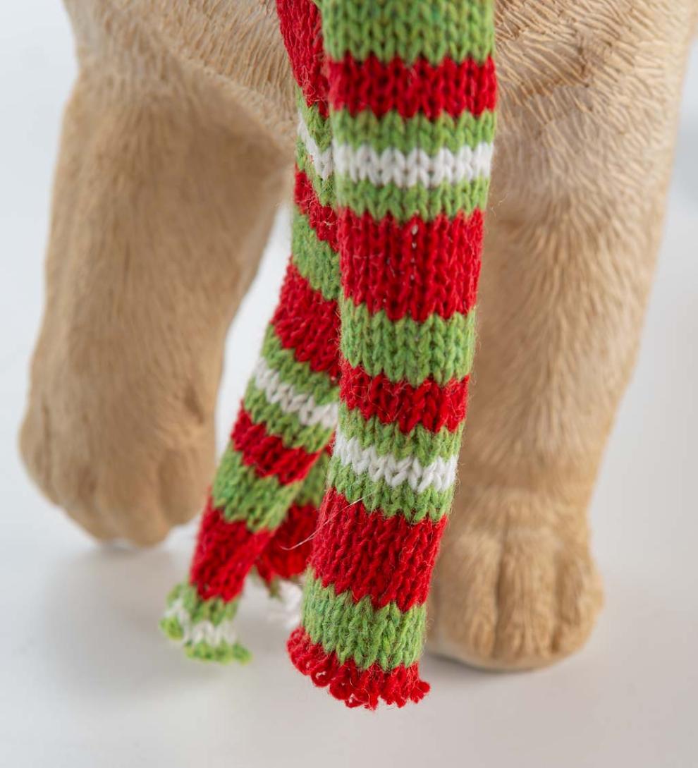 Plow &amp; Hearth Decorative Garden Accents | Yard &amp; Garden Holiday Labrador Puppy Statue With Hat And Scarf