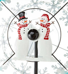Plow &amp; Hearth Decorative Garden Accents | Yard &amp; Garden Holiday Snowman Metal Wind Spinner With Snowflakes