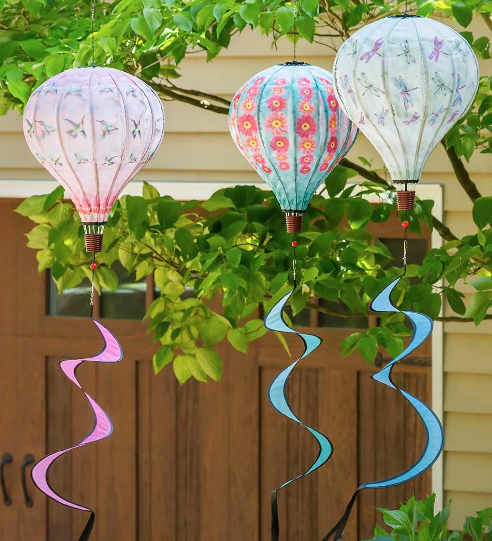 Plow &amp; Hearth Decorative Garden Accents | Yard &amp; Garden Hot Air Balloon Wind Spinner - Butterfly