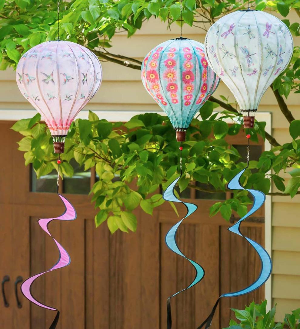 Plow &amp; Hearth Decorative Garden Accents | Yard &amp; Garden Hot Air Balloon Wind Spinner - Butterfly