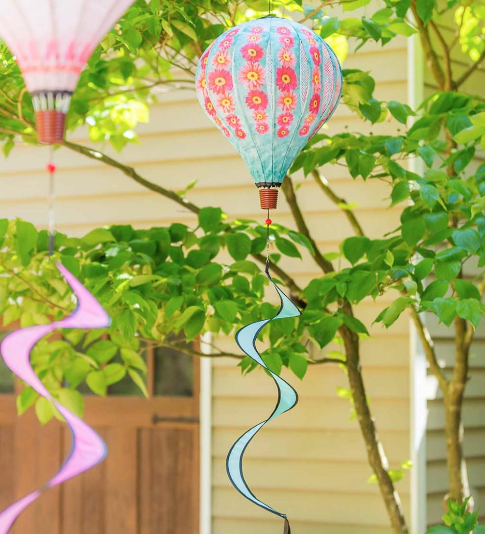 Plow &amp; Hearth Decorative Garden Accents | Yard &amp; Garden Hot Air Balloon Wind Spinner - Butterfly