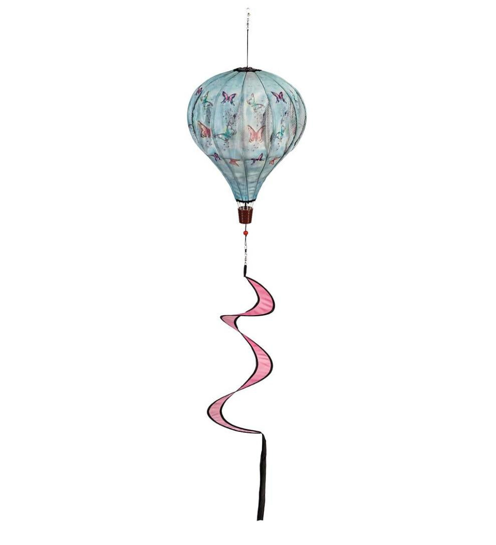 Plow &amp; Hearth Decorative Garden Accents | Yard &amp; Garden Hot Air Balloon Wind Spinner - Butterfly