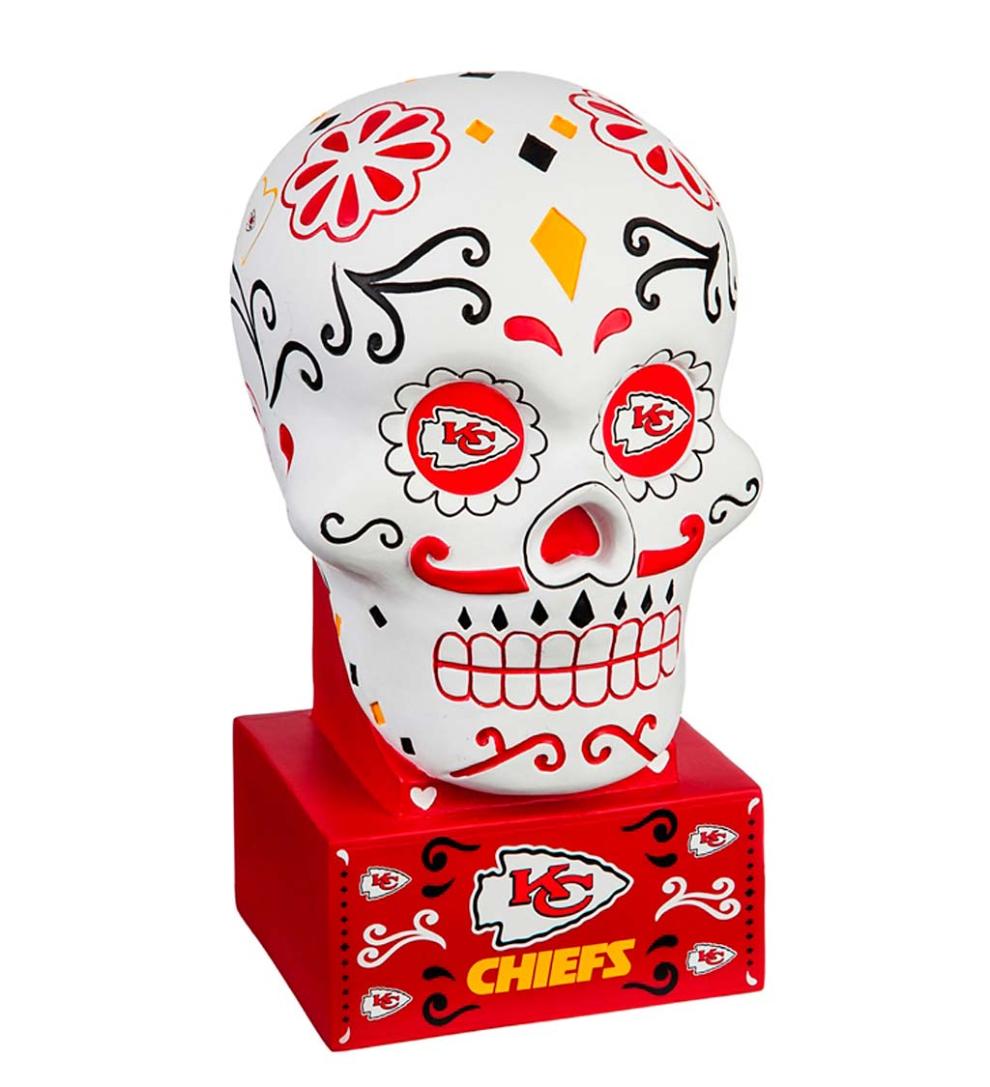 Plow &amp; Hearth Decorative Garden Accents | Yard &amp; Garden Kansas City Chiefs Sugar Skull Statue
