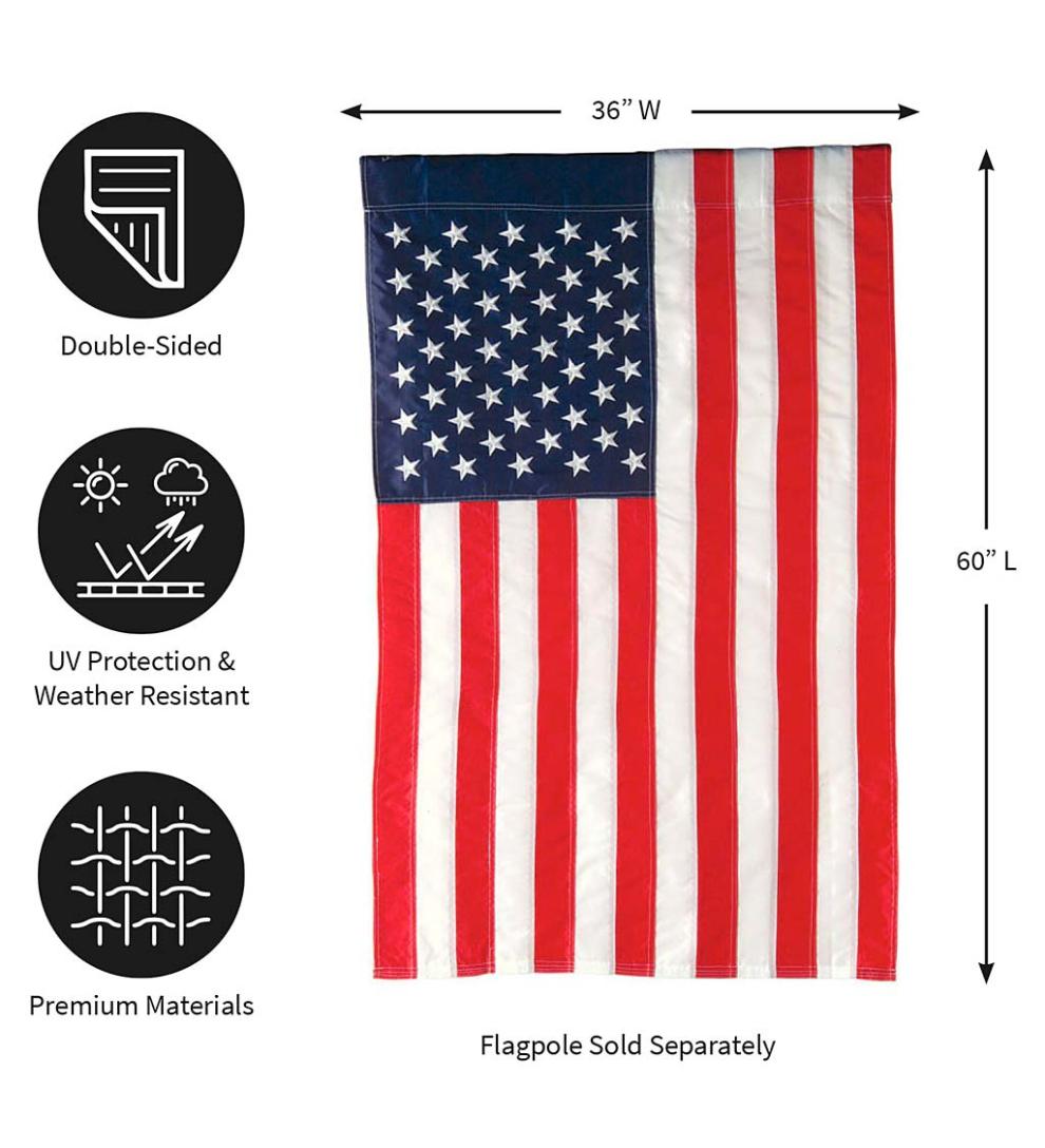 Plow &amp; Hearth Decorative Garden Accents | Yard &amp; Garden Large American Flag House Flag