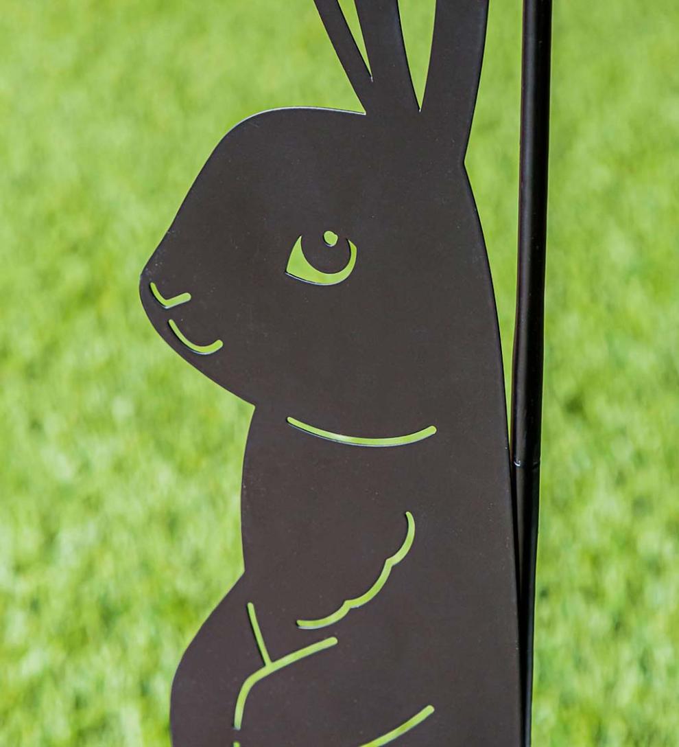 Plow &amp; Hearth Decorative Garden Accents | Yard &amp; Garden Laser Cut Bunny Rabbit Garden Flag Stand