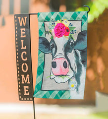 Plow &amp; Hearth Decorative Garden Accents | Yard &amp; Garden Laser Cut Welcome Sign Garden Flag Stand