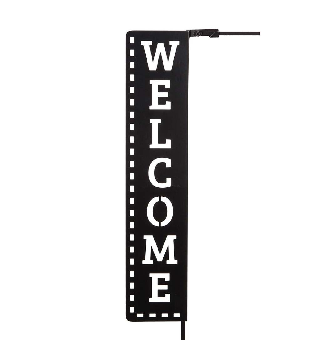 Plow &amp; Hearth Decorative Garden Accents | Yard &amp; Garden Laser Cut Welcome Sign Garden Flag Stand