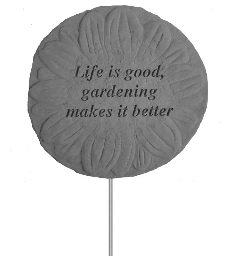 Plow &amp; Hearth Decorative Garden Accents | Yard &amp; Garden Life Is Good Flower Garden Stake