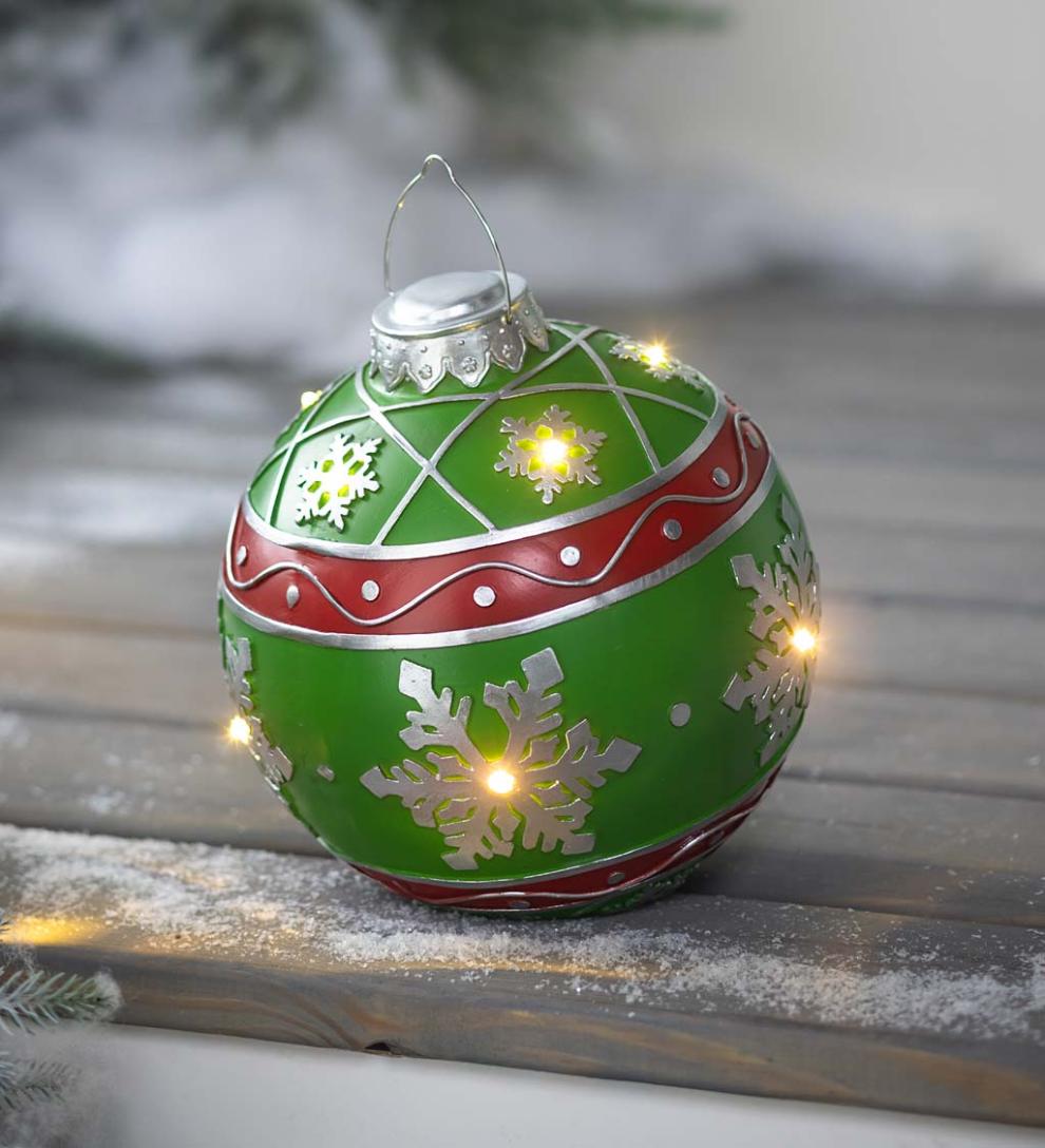 Plow &amp; Hearth Decorative Garden Accents | Yard &amp; Garden Lighted Indoor/Outdoor Decorative Ornament - Green