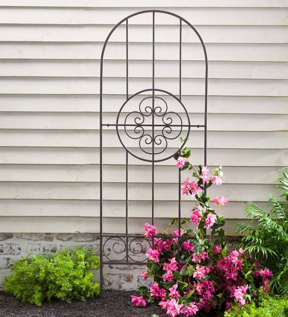 Plow &amp; Hearth Decorative Garden Accents | Yard &amp; Garden Medallion Metal Garden Trellis