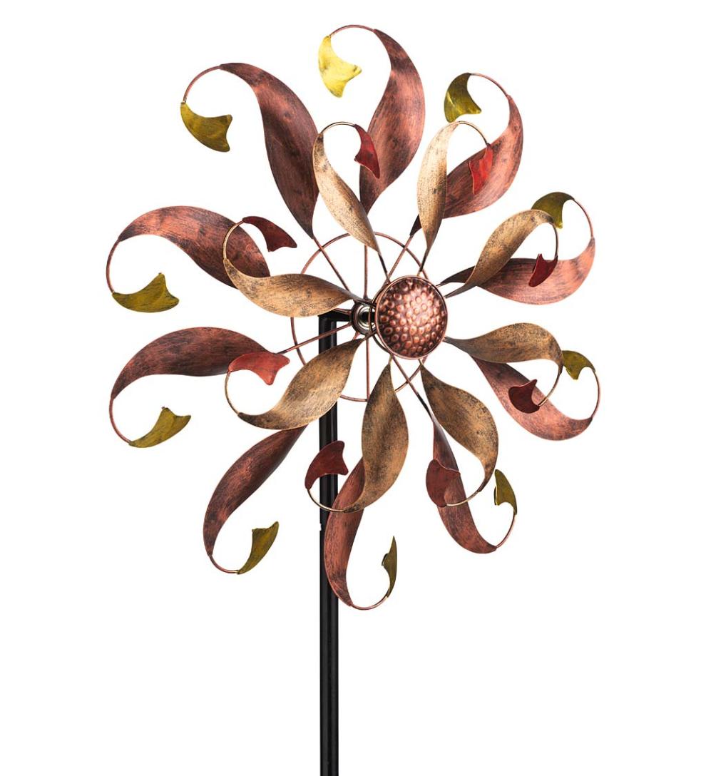 Plow &amp; Hearth Decorative Garden Accents | Yard &amp; Garden Mermaid Tail Tall Metal Wind Spinner - Copper