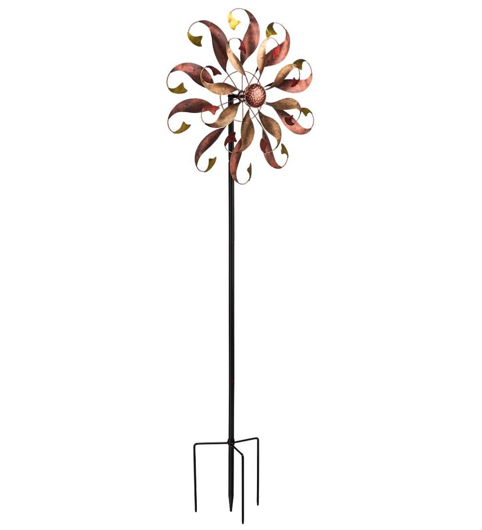 Plow &amp; Hearth Decorative Garden Accents | Yard &amp; Garden Mermaid Tail Tall Metal Wind Spinner - Copper