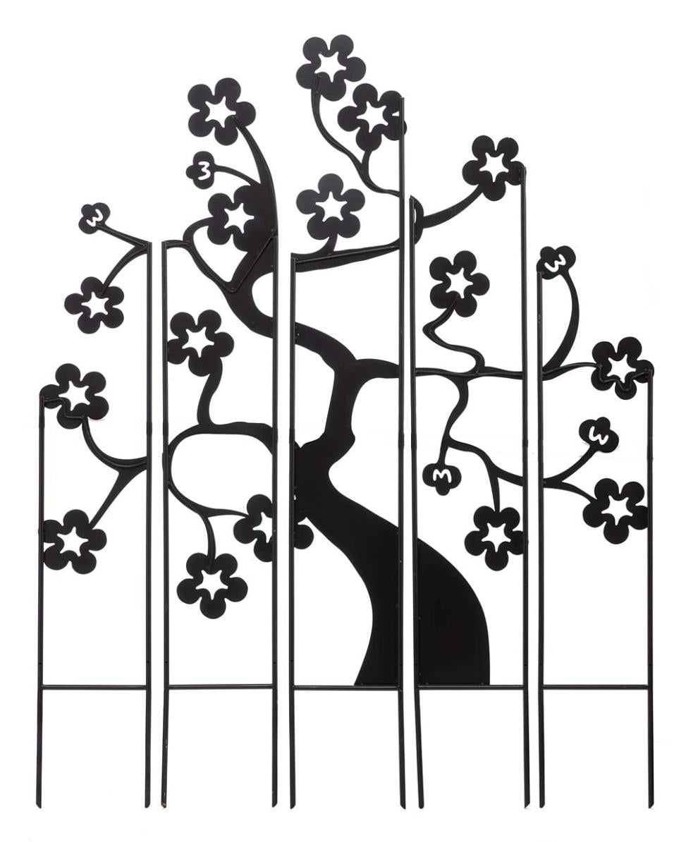 Plow &amp; Hearth Decorative Garden Accents | Yard &amp; Garden Metal Cherry Tree Garden Landscape Panel Stakes, Set Of 5