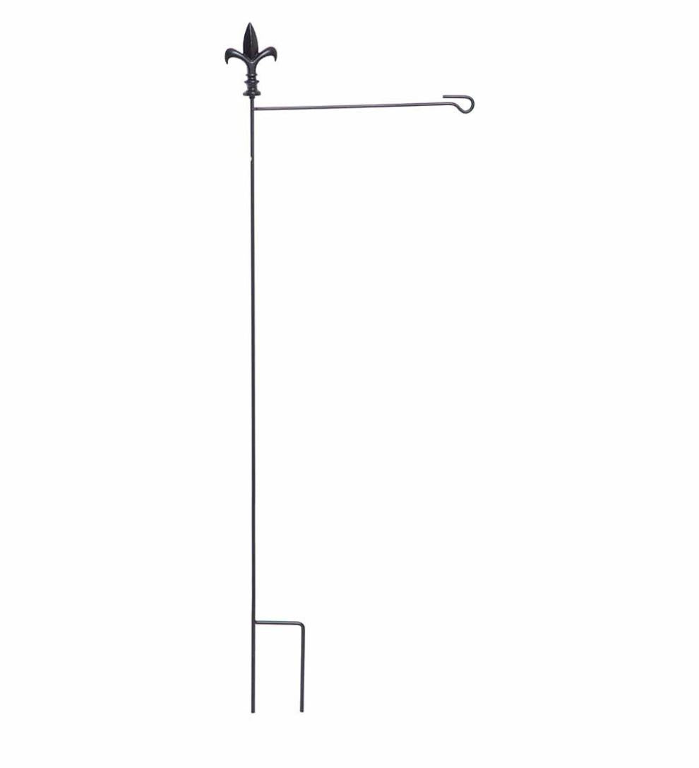 Plow &amp; Hearth Decorative Garden Accents | Yard &amp; Garden Metal Garden Flag Stand With Fleur De Lis Finial
