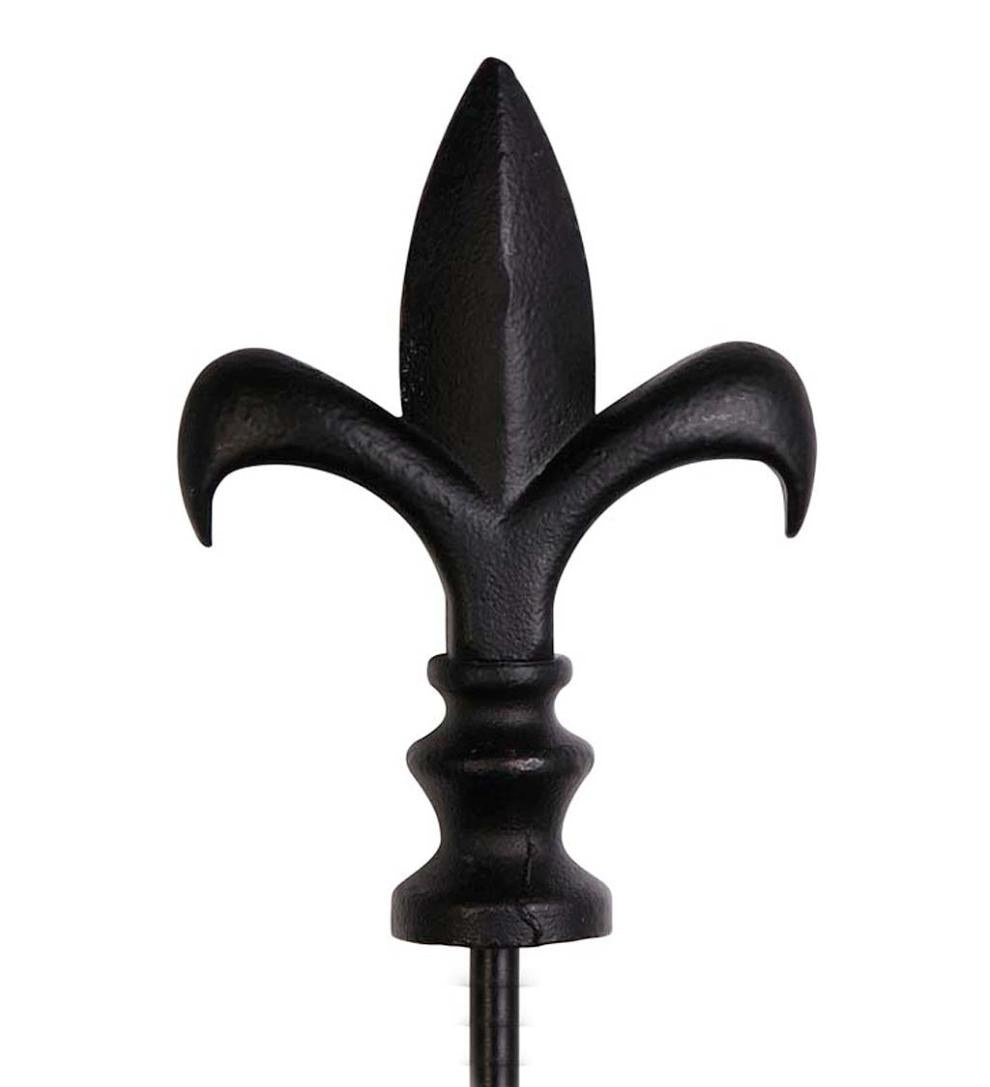 Plow &amp; Hearth Decorative Garden Accents | Yard &amp; Garden Metal Garden Flag Stand With Fleur De Lis Finial