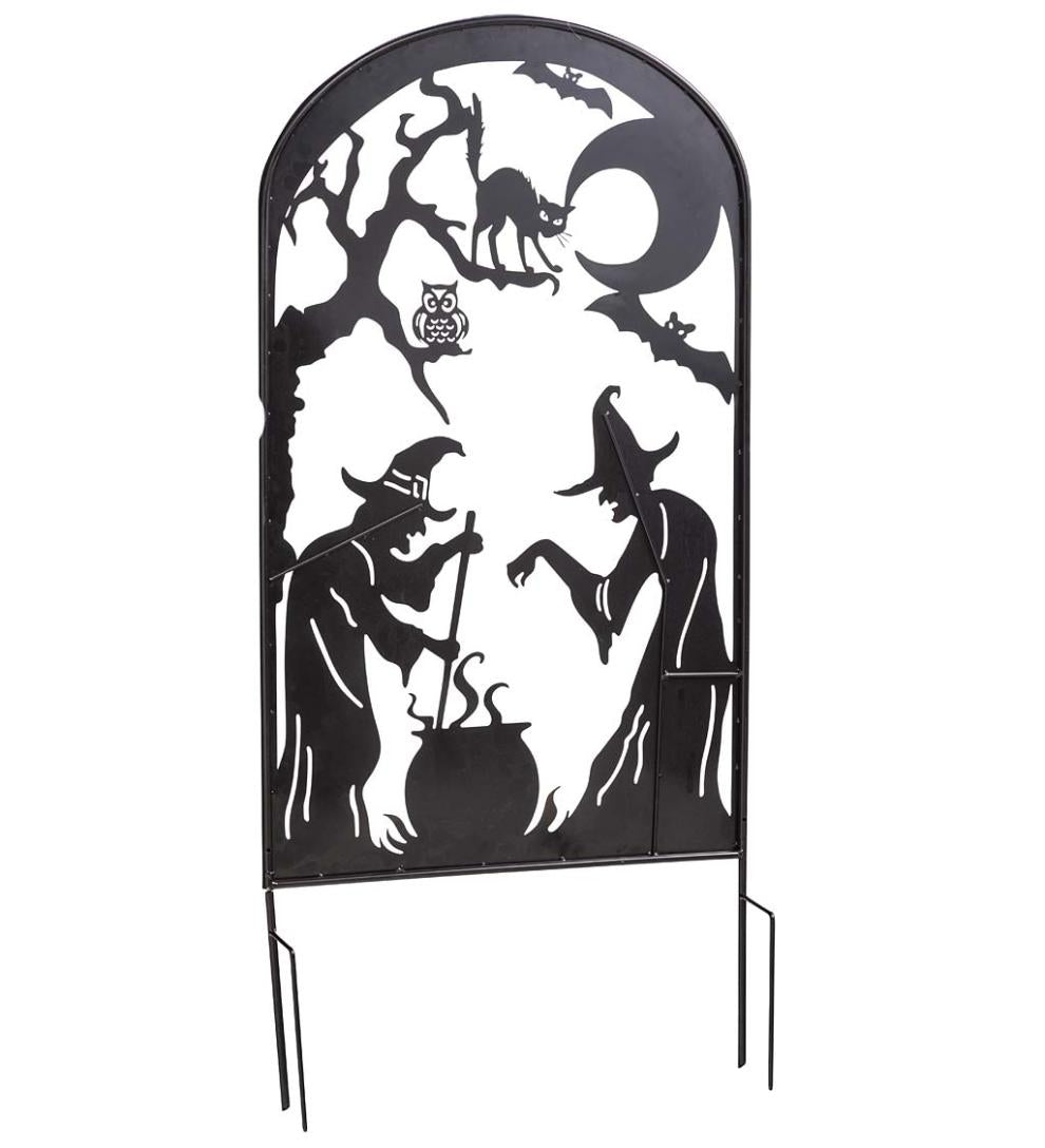 Plow &amp; Hearth Decorative Garden Accents | Yard &amp; Garden Metal Halloween Trellises In Witch And Haunted House Designs - Haunted House