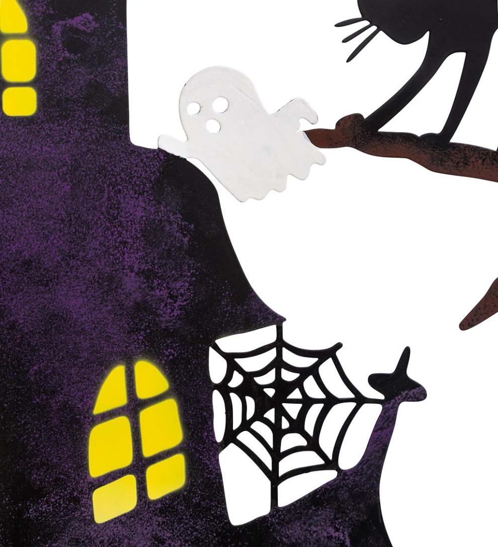 Plow &amp; Hearth Decorative Garden Accents | Yard &amp; Garden Metal Halloween Trellises In Witch And Haunted House Designs - Haunted House