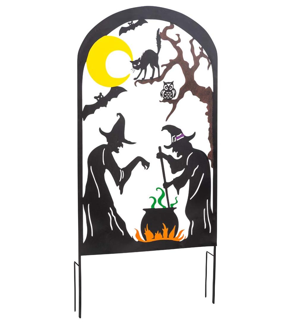 Plow &amp; Hearth Decorative Garden Accents | Yard &amp; Garden Metal Halloween Trellises In Witch And Haunted House Designs - Haunted House