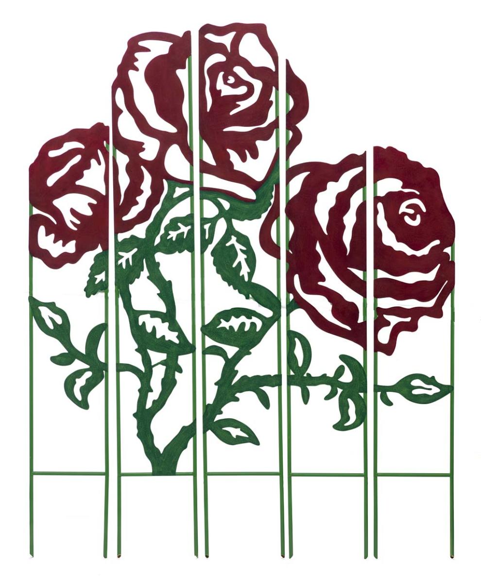 Plow &amp; Hearth Decorative Garden Accents | Yard &amp; Garden Metal Rose Garden Landscape Panel Stakes, Set Of 5