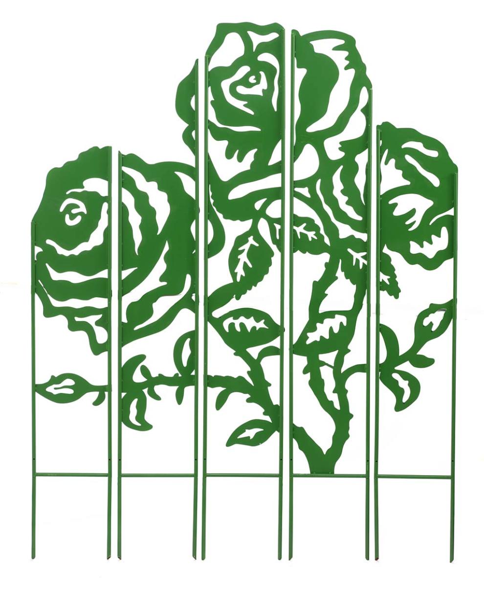 Plow &amp; Hearth Decorative Garden Accents | Yard &amp; Garden Metal Rose Garden Landscape Panel Stakes, Set Of 5