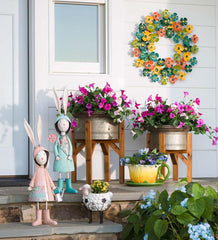 Plow &amp; Hearth Decorative Garden Accents | Yard &amp; Garden Metal Storybook Rabbit Garden Statue - Blue