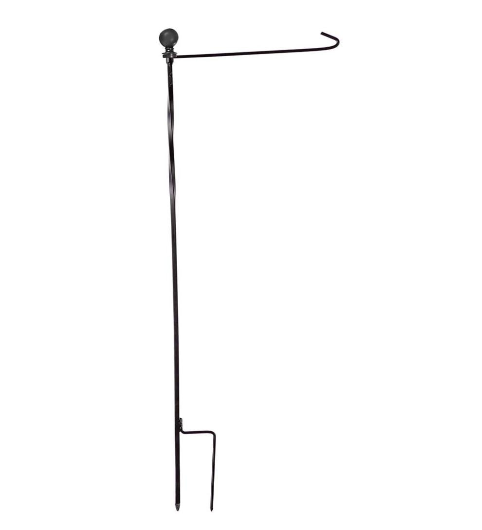 Plow &amp; Hearth Decorative Garden Accents | Yard &amp; Garden Metal Twist Garden Flag Stand With Finial - Black