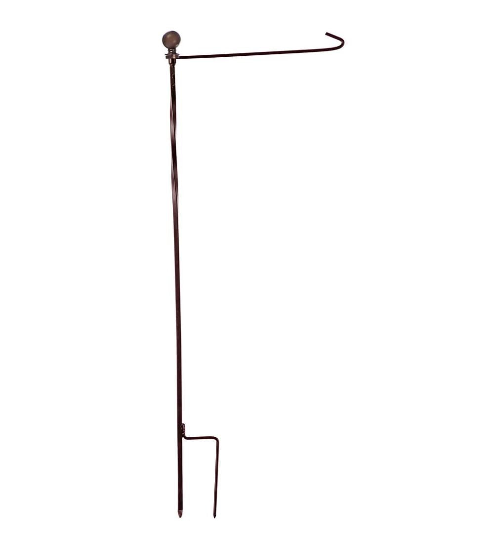 Plow &amp; Hearth Decorative Garden Accents | Yard &amp; Garden Metal Twist Garden Flag Stand With Finial - Black