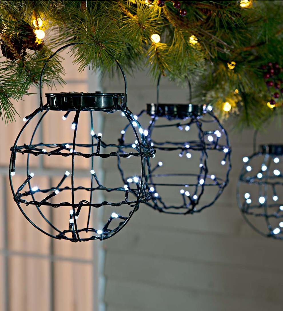 Plow &amp; Hearth Decorative Garden Accents | Yard &amp; Garden Mini Solar Lanterns, Set Of 3