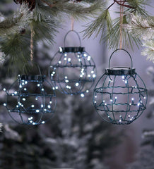 Plow &amp; Hearth Decorative Garden Accents | Yard &amp; Garden Mini Solar Lanterns, Set Of 3