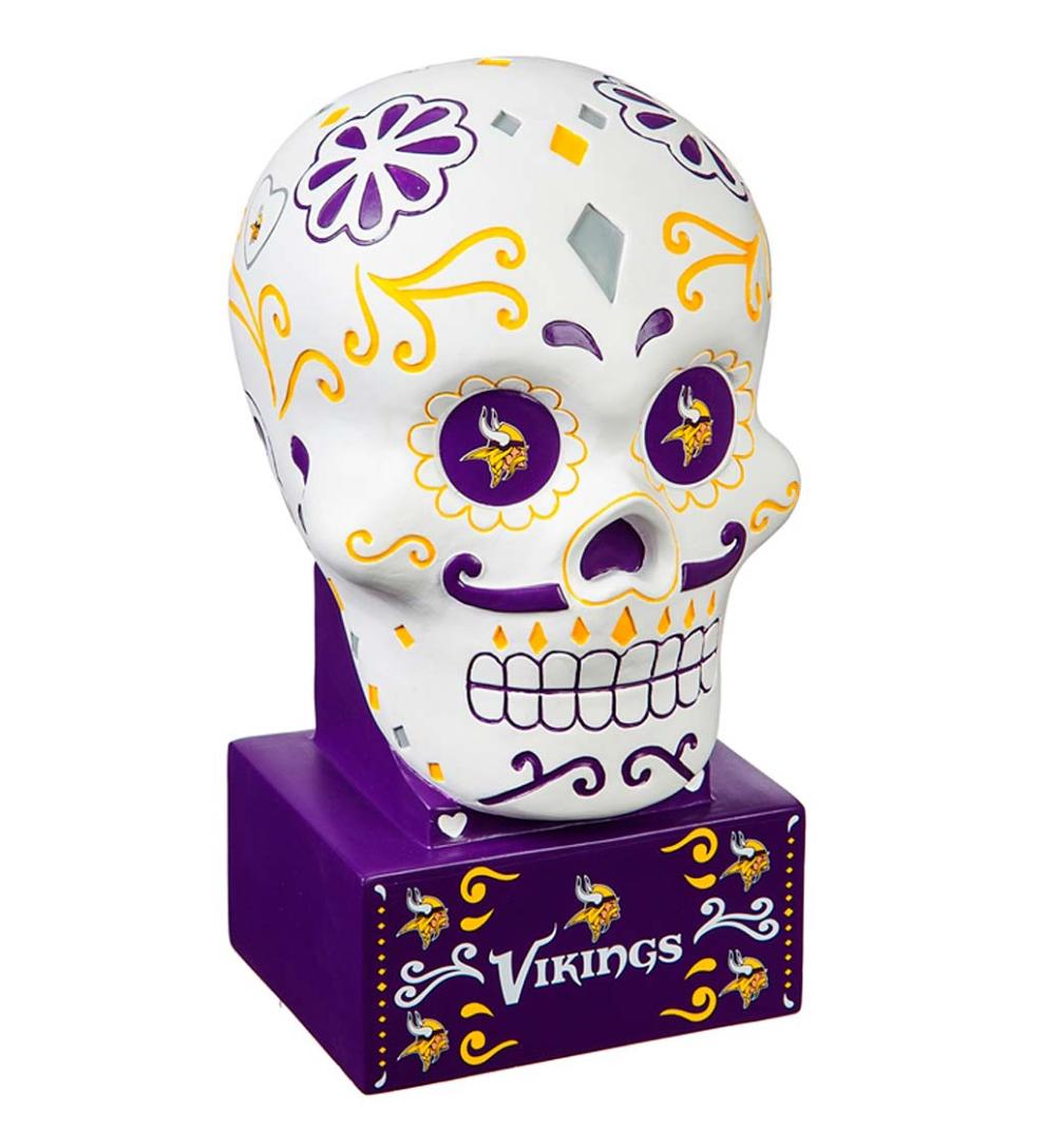 Plow &amp; Hearth Decorative Garden Accents | Yard &amp; Garden Minnesota Vikings Sugar Skull Statue