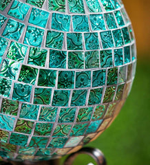 Plow &amp; Hearth Decorative Garden Accents | Yard &amp; Garden Mosaic Glass Gazing Garden Ball - Turquoise