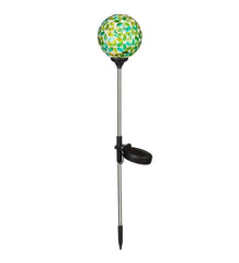 Plow &amp; Hearth Decorative Garden Accents | Yard &amp; Garden Mosaic Globes Solar Garden Stakes - Blue