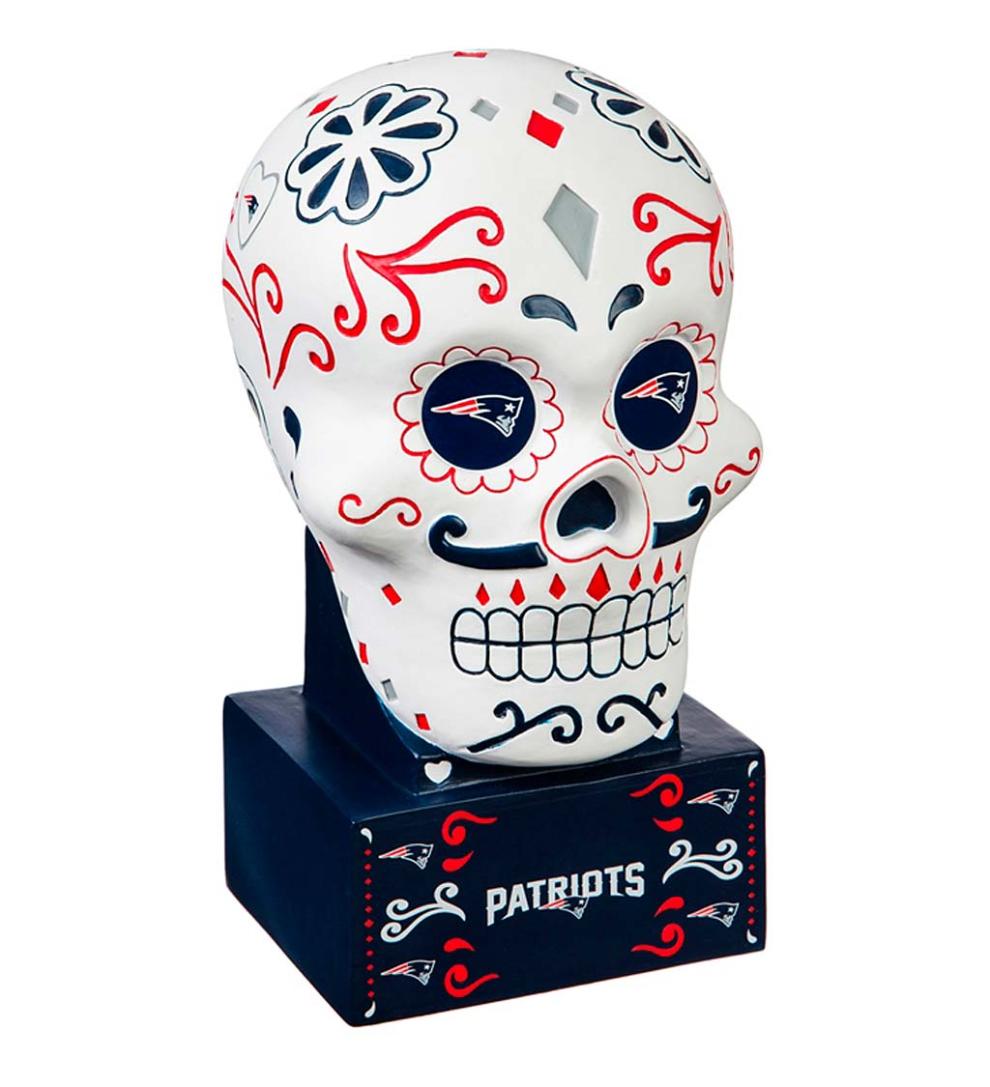 Plow &amp; Hearth Decorative Garden Accents | Yard &amp; Garden New England Patriots Sugar Skull Statue