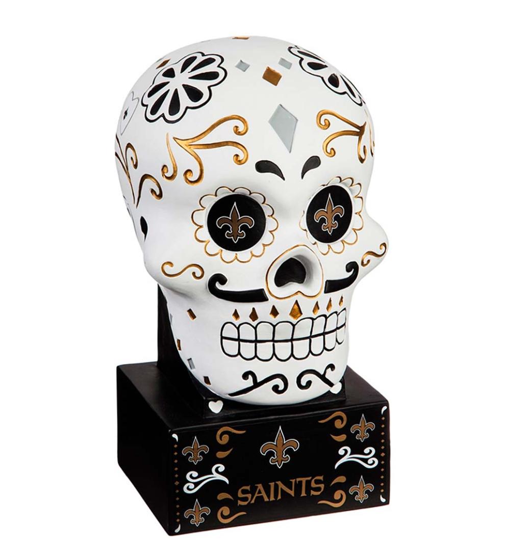 Plow &amp; Hearth Decorative Garden Accents | Yard &amp; Garden New Orleans Saints Sugar Skull Statue