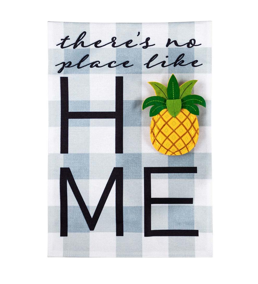 Plow &amp; Hearth Decorative Garden Accents | Yard &amp; Garden No Place Like Home Burlap House Flag With Four Interchangeable Icons