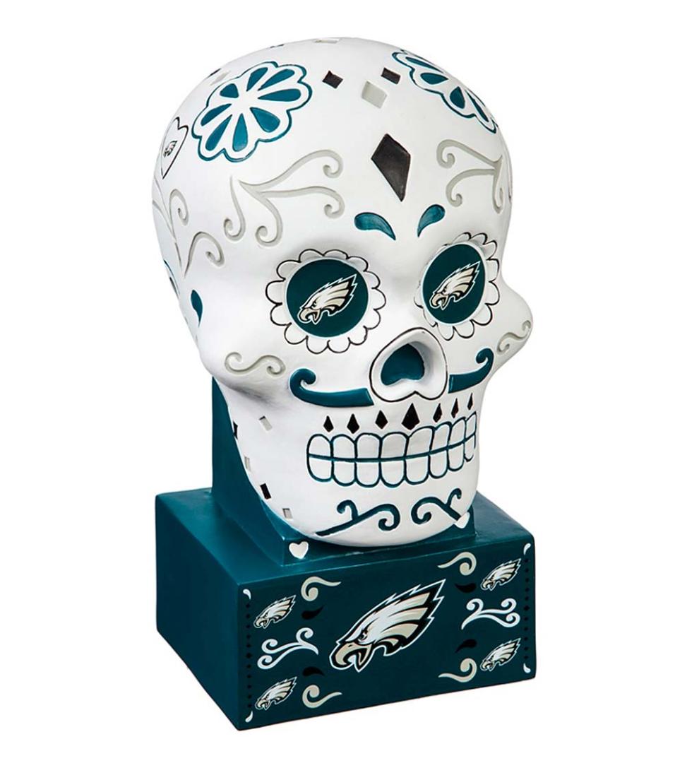 Plow &amp; Hearth Decorative Garden Accents | Yard &amp; Garden Philadelphia Eagles Sugar Skull Statue